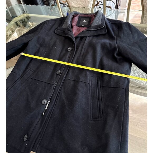 London Fog Mens Black Wool Blend Winter Coat XXL Heavyweight With Button & Zippe - Picture 7 of 8